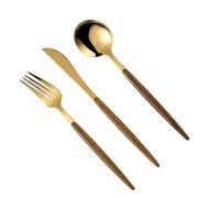 KALLORY 1ensemble Set de Couverts Inoxydables Dorés Couteau Fourchette Cuillère Acier Inoxydable pour Repas Western Service de Table Élégant