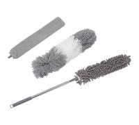 KALLORY Balai et Recharge Réutilisable à Double Tête Anti-poussière en Microfibre Chenille avec Tige D'extension Flexible Jusqu'à 100 Pouces, Brosses Détachables pour Nettoyage