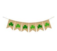 KALLORY Bannière de Trèfle en Lin Kaki pour Décoration Intérieure Fête Saint-patrick, Fanion à Queue D'hirondelle Chic pour Portes et Fenêtres