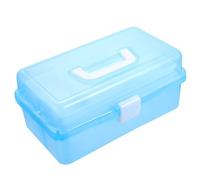 KALLORY Boîte à Outils Compacte et Pratique à 3 Couches en Plastique Bleu Portable Poignée pour Rangement D'outils et Accessoires Divers