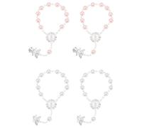 KALLORY Chapelet de Baptême de Bébé Présent Invité Original en Acrylique 4 Pièces Bracelet Décoration Résistant à L'usure pour Baptême et Mariage