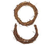 KALLORY Couronnes en Rotin pour Bricolage Construction Solide, Décoration Rustique Lot de 2 Forme Lune et Ronde pour Fête ou Extérieur