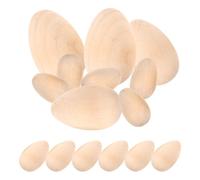 KALLORY Lot de 15 Œufs en Bois Lisses pour Bricolage Diy, Décorations D'œufs de Pâques, Surface Unie et Naturelle, pour Adultes et Adolescents en Activité Créative