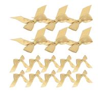 KALLORY Lot de 30 Nœuds en Ruban Satin Doré Autocollants en Polyester pour Emballage Présent Facile à Appliquer et Maintien pour Fêtes et Célébrations