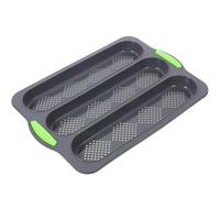 KALLORY Moule Silicone à Trois Compartiments Perforés, Antiadhésif et Multifonction pour Cuisson de Baguettes et Hot Dogs Cuisine Maison ou Boulangerie