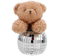 KALLORY Ornement Décoratif avec Lumières Attrayantes, Décoration Polyvalente d'ours Disco en Verre et Peluche pour Bureaux et Tables à Manger Modernes