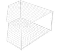 KALLORY Petite Étagère d'angle en Fer Blanc à 2 Niveaux, Organisateur de Casseroles Multi-Fonction Gain de Place Cuisine sous Évier ou Plan de Travail