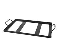 KALLORY Support Facile à Nettoyer et Déplacer, pour Barbecue et Bloc de Sel en Acier Inoxydable Noir Double Poignées Grillades en Extérieur