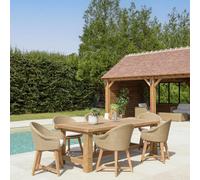 Kally - ensemble de jardin table en bois teck recy t chaises en rotin synth.