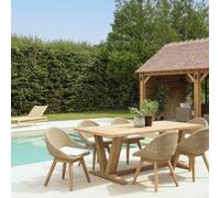 Kally - ensemble de jardin table et chaise en bois teck recy t rotin synth.
