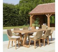 Kally - ensemble de jardin (table et chaises) en bois teck recy t rotin synt