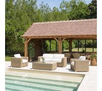 Kally - salon de jardin 5 places en rotin synthétique taupe