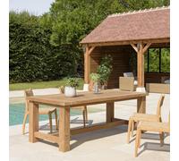 Kally - table à manger de jardin 220cm bois teck recyclé pieds droits