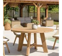 Kally - table à manger de jardin ronde 150x150cm en bois teck recyclé