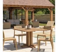 Kally - table à manger jardin carrée 110x110cm en bois teck recyclé