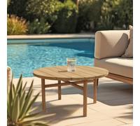 Kally - table basse de jardin ronde en bois de teck recyclé naturel d80cm