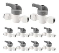 Kalolary 10PCS Blanc Vannes d’Arrêt Rapides 1/4" pour Irrigation Goutte à Goutte, Raccords Push-Fit Marche/Arrêt pour Tuyau 1/4 Pouce, Connecteurs Étanches