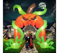 Kalolary 12 Pieds Grande Arche Citrouille Gonflable d'halloween | Porte Citrouille Gonflable Décoration d'Extérieur pour Halloween Décorations Gonflables Maison Cour Pelouse Fêtes Famille