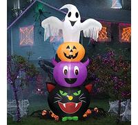 Kalolary 8FT Halloween Gonflable Décoration De Fantômes Citrouilles, Décoration Lumière Up Halloween avec LED intégrées Gonflables Décorations Décorations d'halloween pour La Pelouse du Jardin
