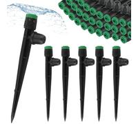 Kalolary Lot de 50 goutteurs d'irrigation goutte à goutte de 6,35 mm avec verrouillage, pulvérisateur réglable à 360 degrés, plastique vert, petite à moyenne taille, kit d'irrigation goutte à goutte