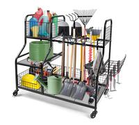 Kalolary Organisateur d'outils de jardin en métal | Chariot de rangement multifonction pour abri de jardin, garage, cour, cave et pelouse
