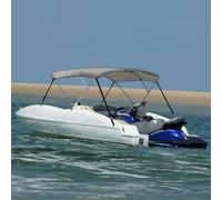 Kaloriko 3-Bow Bimini Top Gris 183 x 196 x 137 cm, résistant aux UV, imperméable, avec cadre en aluminium, housse de protection et matériel de fixation pour bateau à moteur, voilier, yacht, protection