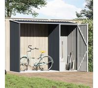 Kaloriko Abri à Bois de Jardin Anthracite, cabane de Rangement en Acier galvanisé 245 x 98 x 159 cm, abri extérieur avec râtelier à bûches, pour Bois, Outillage, vélo et matériel de Jardin