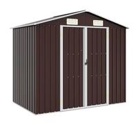 Kaloriko Abri de Jardin Marron en Acier galvanisé 205 x 129 x 183 cm, cabane de Rangement extérieur pour Outillage, vélo, Tondeuse, Bois, Poubelle, Cour et terrasse, Ventilation intégrée