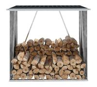 Kaloriko Abri de Stockage à Bois en Acier galvanisé Anthracite 163 x 83 x 154 cm, capacité 2 m3, Support bûches pour cheminée, poêle, Insert, intérieur extérieur