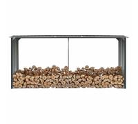 Kaloriko Abri de Stockage à Bois en Acier galvanisé Anthracite 330 x 92 x 153 cm, Support de Bois de Chauffage avec Cadre au Sol, Rangement extérieur pour cheminée et poêle