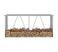 Kaloriko Abri de Stockage de Bois en Acier galvanisé Gris 330 x 84 x 152 cm, Rangement extérieur ventilé pour bûches, Support de Chauffage, Protection Hiver Contre Pluie et humidité
