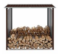 Kaloriko Abri de Stockage de Bois en Acier galvanisé Marron 172 x 91 x 154 cm, Support pour Bois de Chauffage, Rangement extérieur et intérieur pour bûches sèches près de cheminée ou poêle