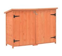 Kaloriko Abri de Stockage de Jardin en Bois 128 x 42 x 91 cm, cabane de Rangement extérieure avec Toit, 2 étagères et 2 Portes pour Outillage, vélo, Tondeuse, Poubelle, Cour et terrasse