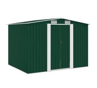 Kaloriko Abri de Stockage Jardin métal Vert, cabane de Rangement 257 x 205 x 178 cm, Acier galvanisé, Portes coulissantes, Ventilation 4 orifices, pour Outillage vélo Tondeuse extérieur