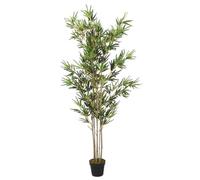 Kaloriko Arbre artificiel en bambou avec 1380 feuilles, 200 cm de hauteur, vert en tubes de bambou et feuilles de fibre textile, dans pot en plastique, plante décorative pour salon, bureau, jardin