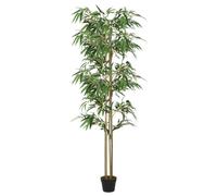 Kaloriko Arbre artificiel en bambou avec 1520 feuilles, hauteur 200 cm, vert en bambou et fibre textile, sans entretien, dans un pot en plastique pour salon, bureau, jardin, décoration et brise-vue