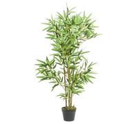 Kaloriko Arbre en bambou artificiel avec 552 feuilles en fibre textile, hauteur 120 cm, avec troncs en bambou et pot en plastique, réaliste et sans entretien, idéal pour salon, bureau, balcon et