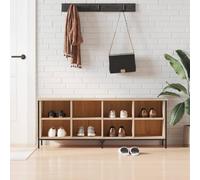 Kaloriko Armoire à Chaussures chêne Sonoma 131x35x50cm Bois d'ingénierie avec Cadre Acier Enduit de Poudre 8 Compartiments Banc Multifonction pour entrée Couloir Chambre