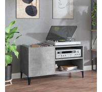 Kaloriko Armoire à disques, gris béton, 84,5 x 38 x 48 cm, avec pieds en métal, espace de rangement pour vinyles, salon, commode, buffet, étagère, étagère de rangement multifonction
