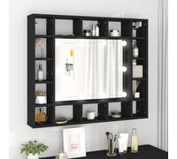 Kaloriko Armoire à Miroir LED Noir Bois d'ingénierie 91x15x76,5 cm avec Rangement Mural, Compartiments Multiples, éclairage réglable Blanc Chaud et Froid, idéal Salle de Bain ou buanderie