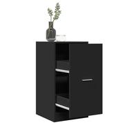Kaloriko Armoire à pharmacie en bois noir 40 x 41 x 77,5 cm avec 2 tiroirs, espace de rangement et rails en métal, polyvalente comme commode, armoire à dossiers ou buffet pour salon et bureau