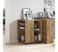 Kaloriko Armoire à roulettes en chêne Artisan, 60 x 53 x 72 cm, mobile avec 4 roulettes et 2 roulettes verrouillables, espace de rangement avec tiroir, peu encombrant pour bureau, salon, cave et
