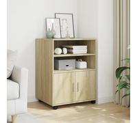 Kaloriko Armoire à roulettes en chêne Sonoma 60 x 48 x 81 cm avec tiroir, porte, verrouillable, pour dossiers, documents, bureau à domicile, étagère d'étude