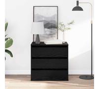 Kaloriko Armoire à tiroirs noire en bois 61 x 41 x 58 cm avec 3 tiroirs, commode de rangement pour chambre à coucher, salon, bureau, design moderne, rangement pratique pour vêtements et linge
