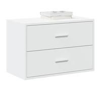 Kaloriko Armoire avec 2 tiroirs - En bois blanc - 60 x 31 x 40 cm - Meuble de rangement - Buffet - Pour salon, chambre à coucher, bureau - Utilisation polyvalente
