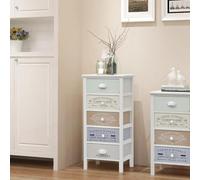 Kaloriko Armoire d'appoint avec 5 tiroirs en bois de paulownia - Style maison de campagne française - 38 x 28 x 86,5 cm - Commode multifonction - Pour couloir, chambre à coucher, bureau