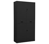 Kaloriko Armoire de bureau anthracite 90 x 40 x 180 cm en acier avec 3 étagères, verrouillable, armoire de rangement avec tiroir, peu encombrant pour bureau, couloir, cave, salon et cuisine