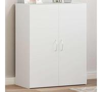 Kaloriko Armoire de classement blanche en bois 60 x 32 x 77,5 cm avec deux portes, armoire de bureau pour dossiers, dossiers et documents, armoire multifonction avec espace de rangement pour bureau et