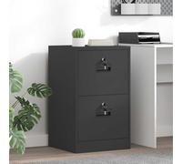 Kaloriko Armoire de classement noire en acier laminé à froid 45,5 x 42 x 74,5 cm avec 2 tiroirs et étagères coulissantes, commode buffet haut pour bureau, salon, chambre à coucher - Durable et