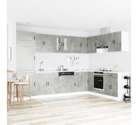 Kaloriko Armoire de Cuisine Kalmar Gris béton 80 x 46 x 81,5 cm Meuble Rangement Bois avec Portes affleurantes idéal Salle à Manger Buffet vaisselier Placard Pratique Durable